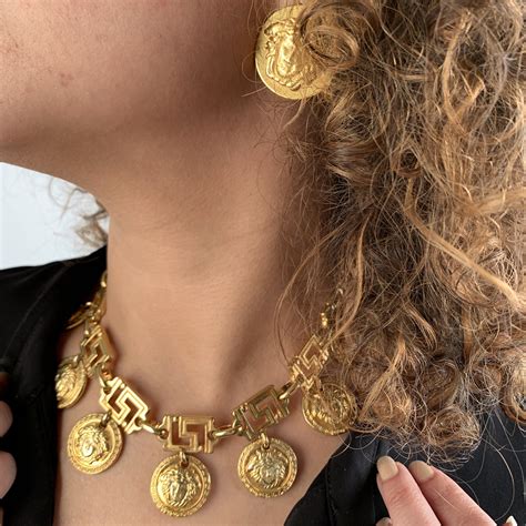 versace necklace and earrings set|Versace versus earrings.